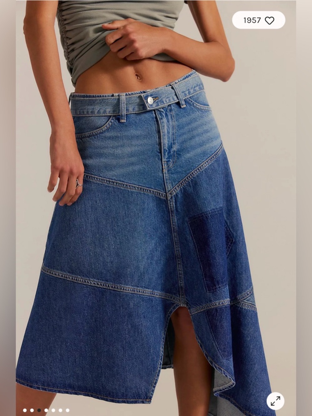 Free People We The Free Piece Of Work Denim Midi Skirt. NWT.